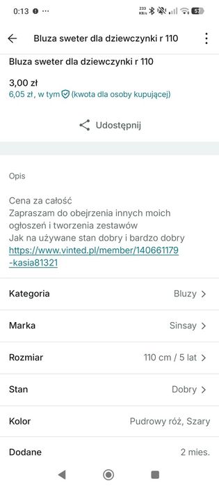Sweterek dla dziewczynki 2 sztuki