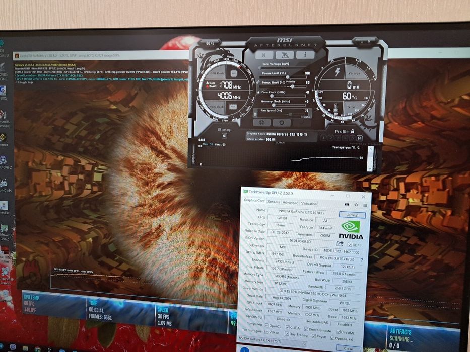 Видеокарта КАК НОВАЯ MSI GTX 1070  8GB  пломба