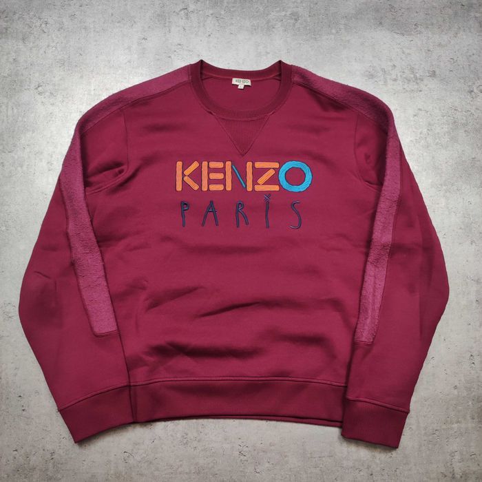 MĘSKA Bluza PREMIUM Luxury Kenzo Paris Bordowa Duże Logo Crewneck