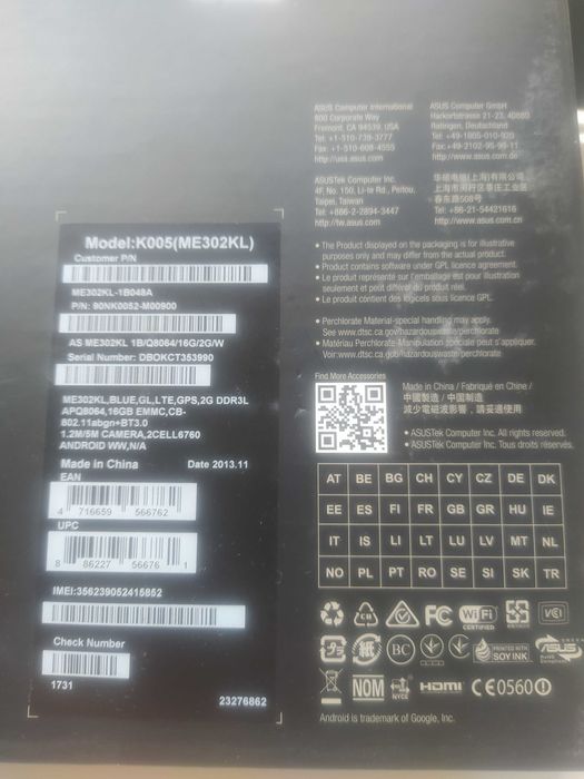 ПланшетASUS (K005 (ME302KL)