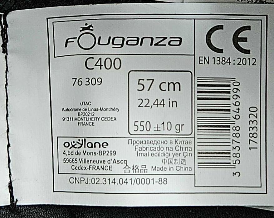 Capacete de equitação novo, em veludo - Fouganza C400 - Tam: 57