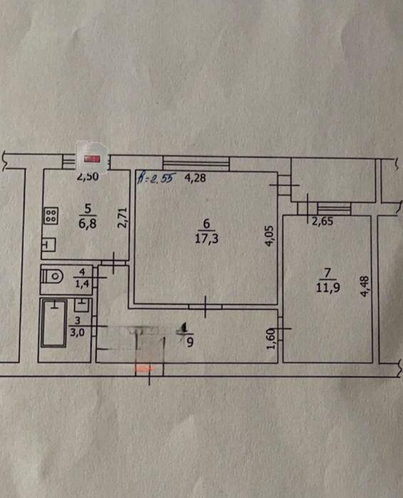 2-кімнатна 51м Київській шлях ЦЕНТР м.Бориспіль