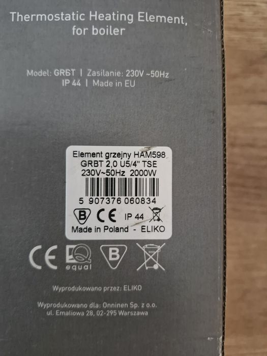 Grzałka z termostatem do bojlera