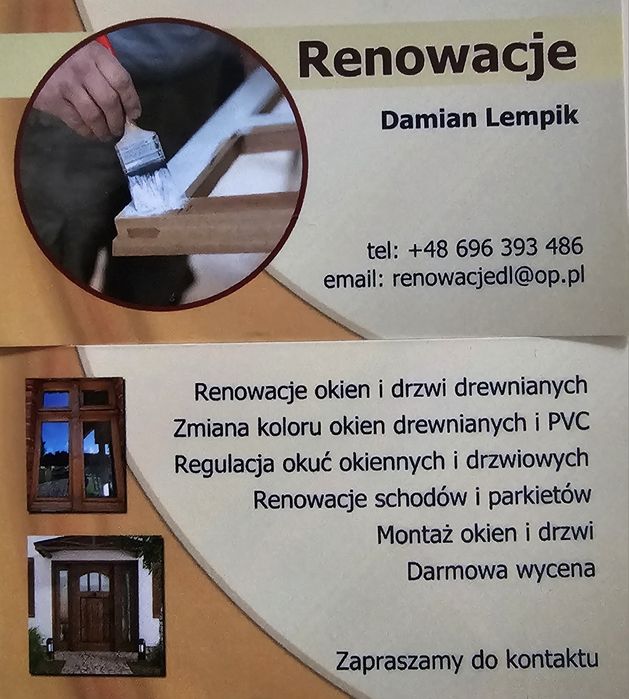 Renowacja Malowanie Okna Drzwi Schody Tarasy Parkiet