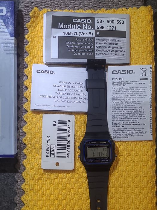 Оригінальний годинник Casio F-91W-1YER (Повний комплект)