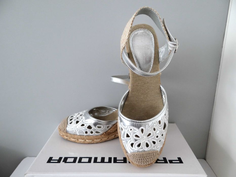 Srebrne espadryle Prima Moda | rozm. 37 | stan bdb