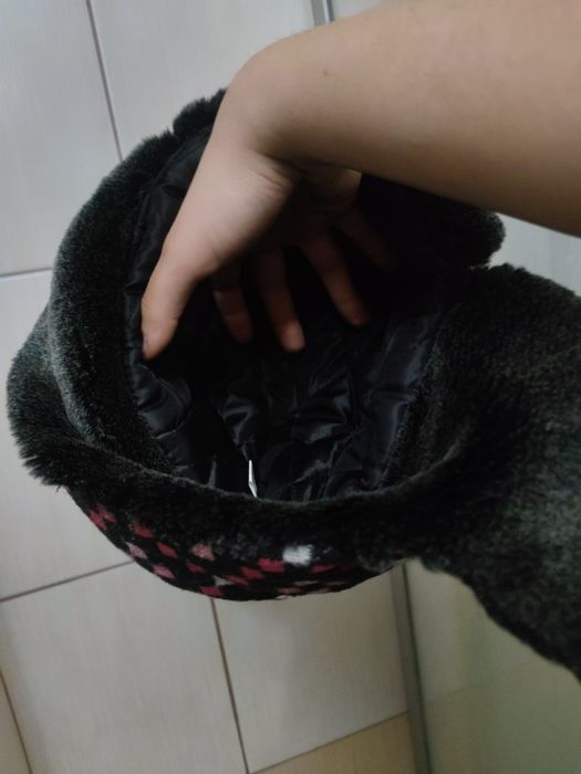 czapka uszatka traperka zimowa damska dziecięca wzór geometryczny romb