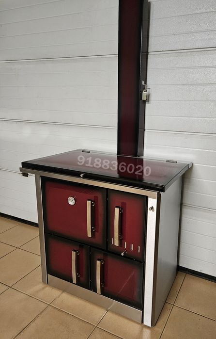 Fogão Lenha INOX Cor Bordó - NOVOS - Fabrico Nacional