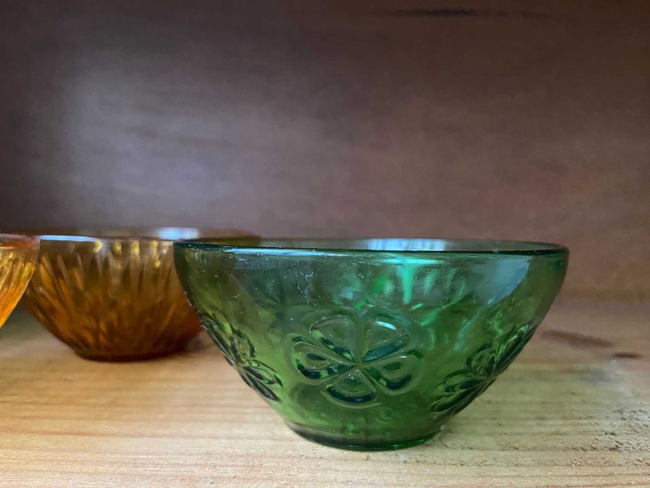 Taças de sobremesa vintage (2 âmbar + 2 verdes)