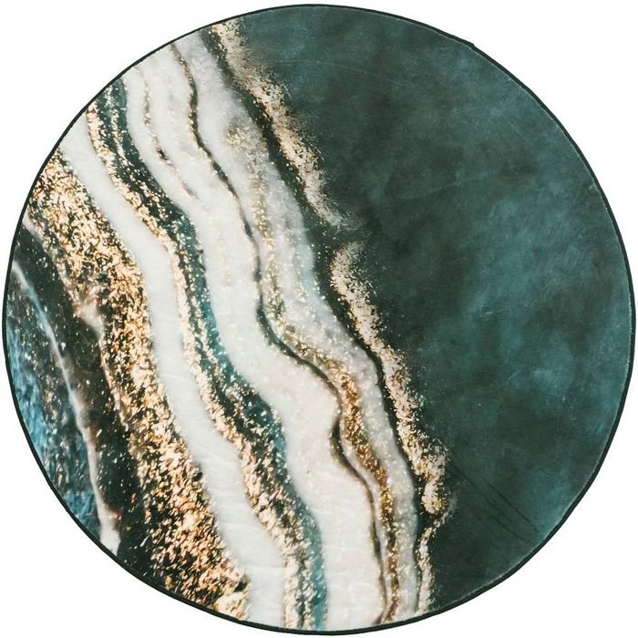 NOWY Dywan okrągły Villago Home NOVA marmurowy Złoty Brzeg 120x120 cm