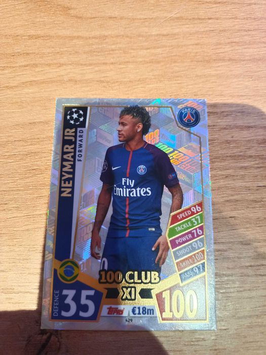 Karta Topps Match Attax 2019/20 Neymar Jr PSG 100 Club 429 Rzadka