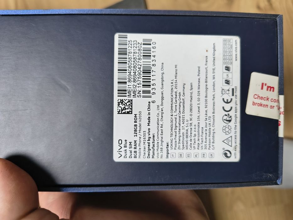 Vivo V21 5G Dual Sim 128GB/8GB RAM niebieski