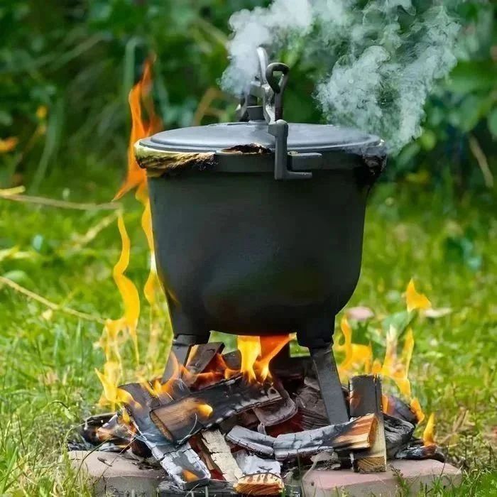 NOWY Kociołek Żeliwny 5 litrów Duży Stojący Na Ognisko Ogień Garnek Myśliwski Grill Metalowy Solidny Na Grilla Majówkę Okazja Szybka Wysyłka Faktura!