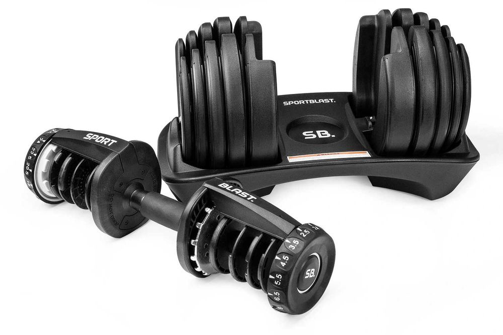 Hantla regulowana 24kg z podstawą HANTLE odważnik Hantel gumowany POZ