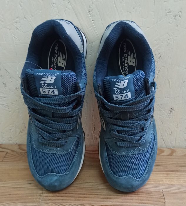 New Balance 574 кроссовки женские синие натуральная замша