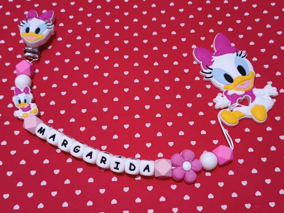 Prende-chupetas silicone com mordedor