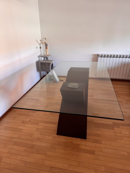 Mesa jantar com tampo em vidro 2x1m