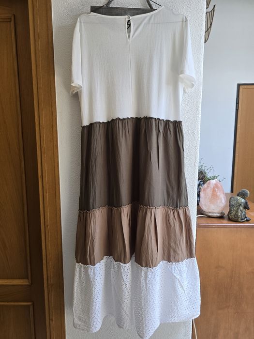 Vestido comprido stessa com bordado ingles