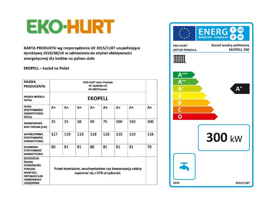 Kocioł na pellet EKOPELL 300kW 5 klasa A+ piec z dotacją ECODESIGN