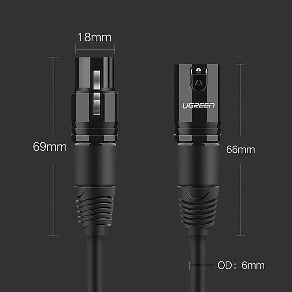 Ugreen przedłużacz kabel audio przewód mikrofonowy do mikrofonu XLR (ż