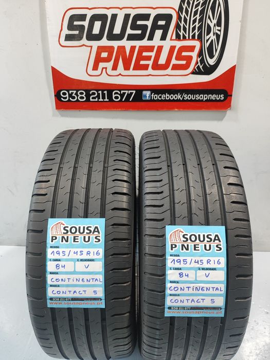 2 pneus semi novos 195-45R16 Continental - Oferta dos Portes