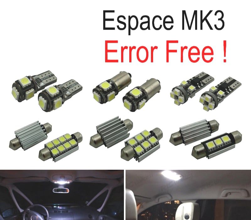 KIT COMPLETO 10 LAMPADAS LED INTERIOR PARA RENAULT ESPACE 3 III MK3 97-02