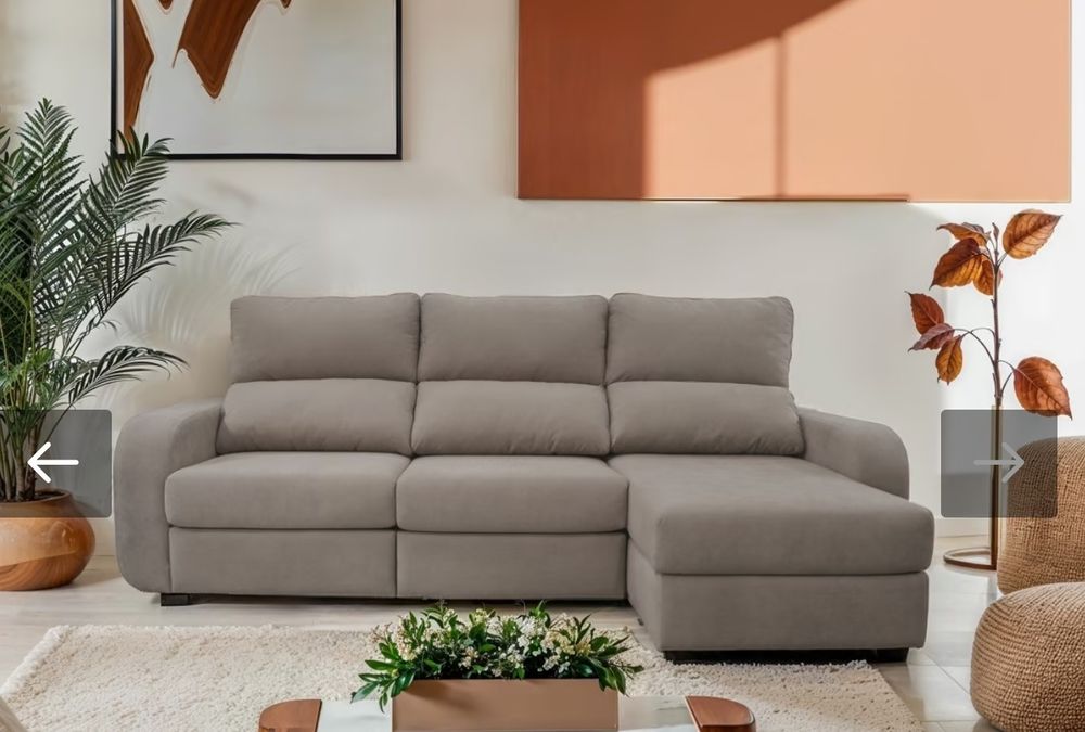 Chaise longue cama tecido APRIL dereita 4 lugares vison (Conforama)