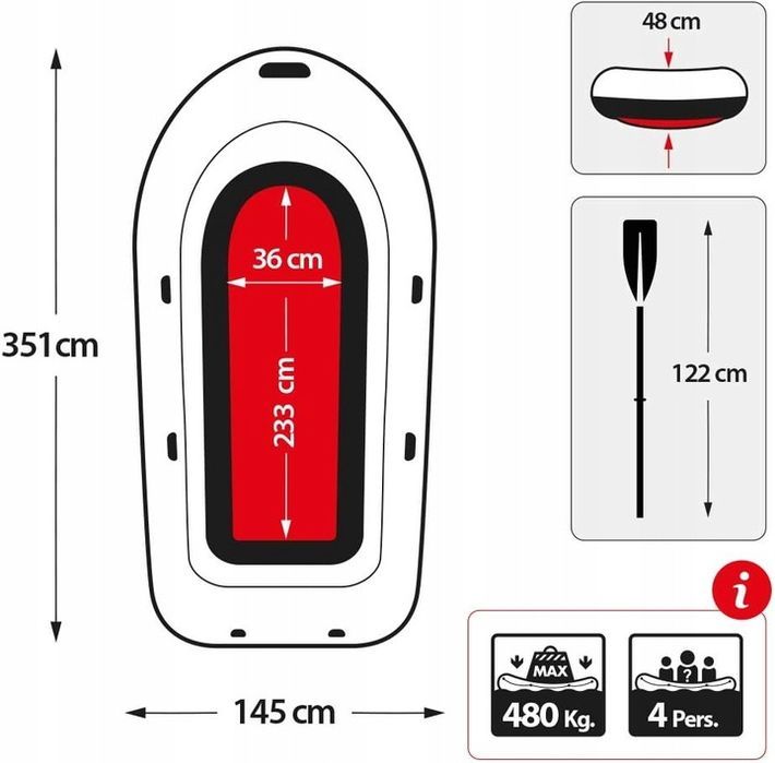 Ponton Seahawk 4 Osobowy  Set Intex 351X145X48Cm ,(Jedna Łata)