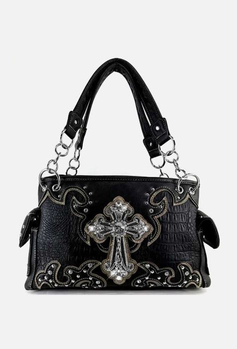 винтажная сумка y2k 2000х двухтысячные кресты готика натуральная кожа