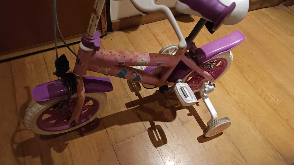 Bicicleta fantasy rosa com rodas de apoio toimsa r12"