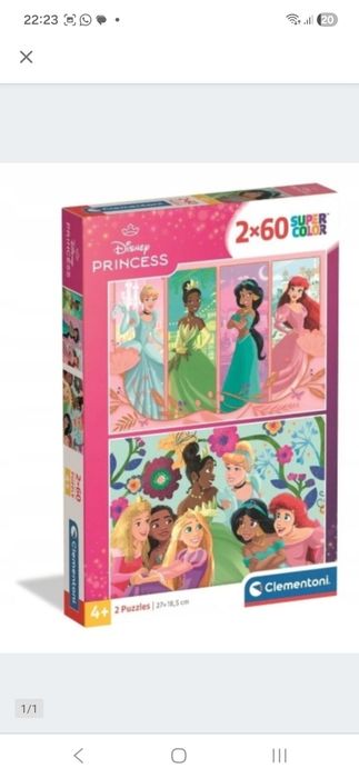 Puzzle 2x60 elementow princess ksieżniczki disney 4+ NOWE