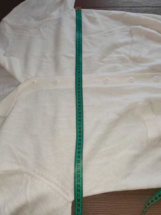 166 Biały rozpinany sweter z kołnierzykiem kardigan rozmiar L