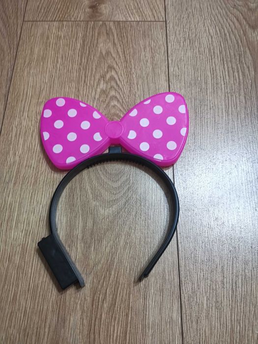 Opaska rózowa kokarda ,świecąca