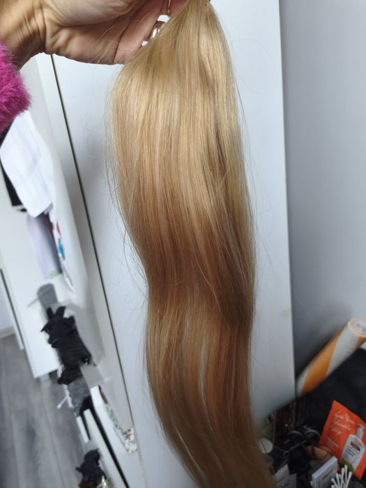 Włosy naturalne ciemnym blond 55cm 50g