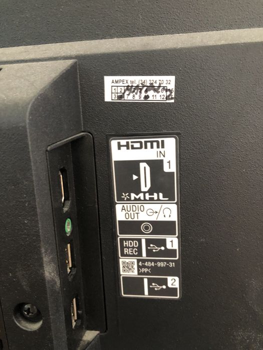 Telewizor Sony 55 cali, uszkodzona matryca, sprawny zasilacz i pilot.
