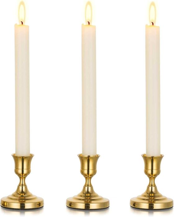 Zestaw 3x Mosiężne Złote Świeczniki Na Świecę Na Wesele Kolędę