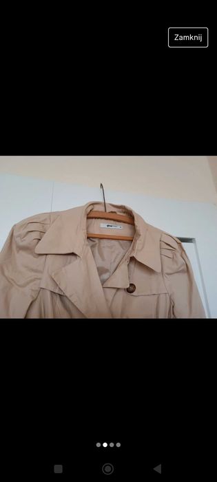Płaszcz damski elegancki beżowy bawełna 36 S