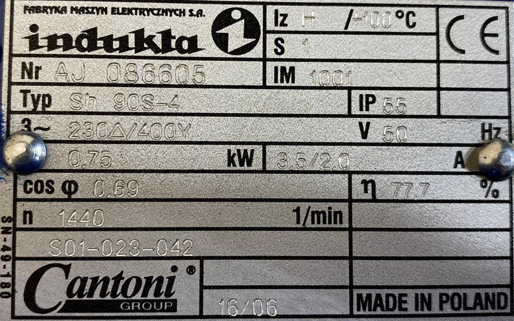 silnik elektryczny 0,75kW 1440obr. 3fazowy INDUKTA