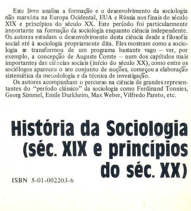 F.M. Volkov «HISTÓRIA DA SOCIOLOGIA - Séc. XIX e princípios do Séc.XX