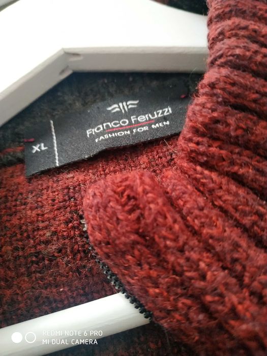 Sweter męski bordowo-czarny XL