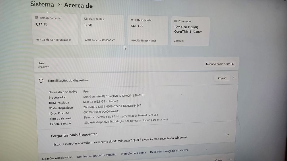 PC Gamer TOP + Monitor Dell 24’’ – i5-12400F • RX 6600 XT • 64GB