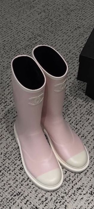 Сапоги резиновые розовые Chanel Шанель 38,39