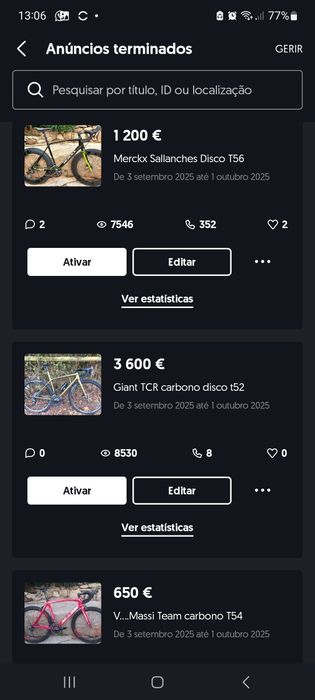 Bicicletas de estrada oportunidades