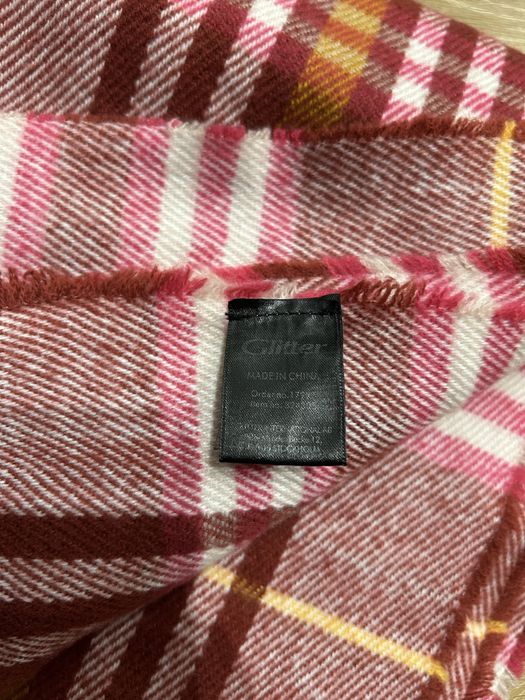 Wielka chusta ponczo szal w kratę z frendzlami Glitter