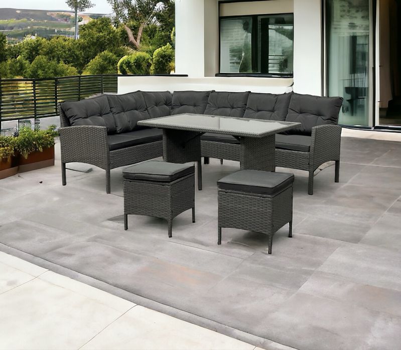 Meble ogrodowe zestaw narożnik technorattan stół