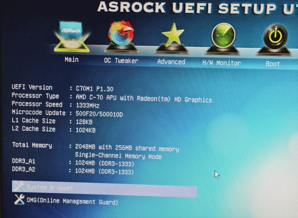 Плати Mini-ITX AsRock C70M1, 2 слоти DDR3