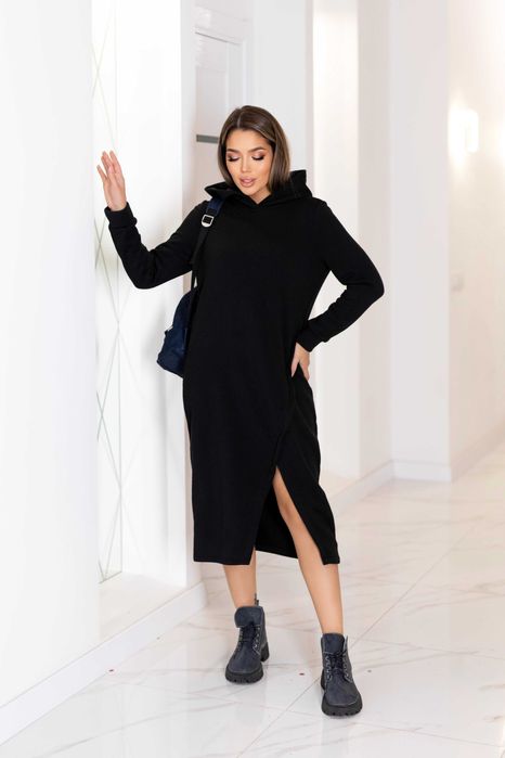 Тепла жіноча сукня худі міді / женское платье худи теплое - розпродаж