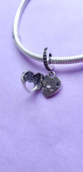 charms zawieszka srebro 925 mama i otwierane serce
