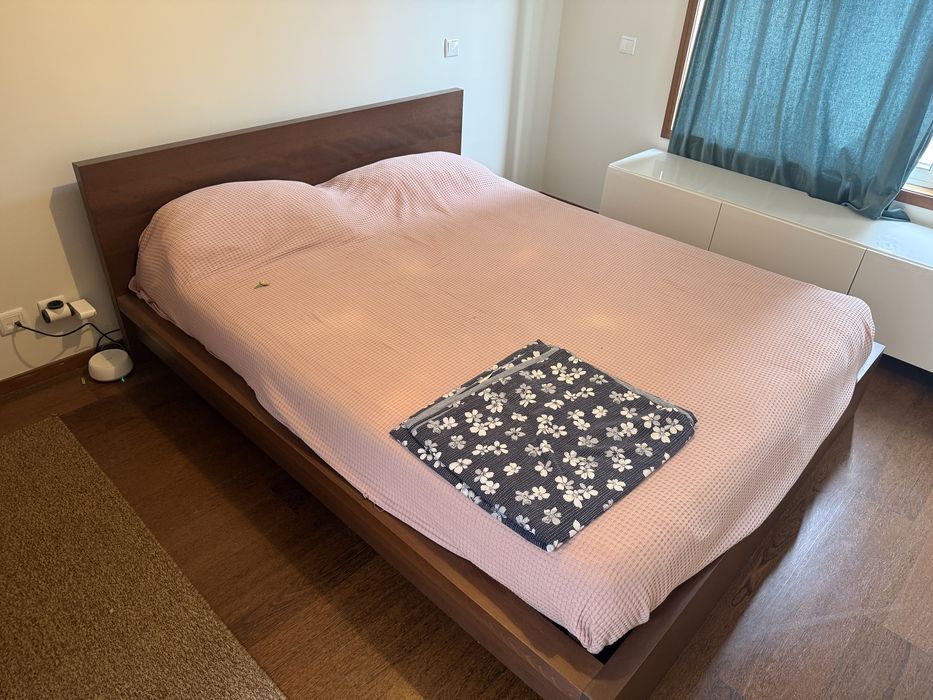 Cama de Casal IKEA Malm 160x200 cm - completa - Castanho Claro -