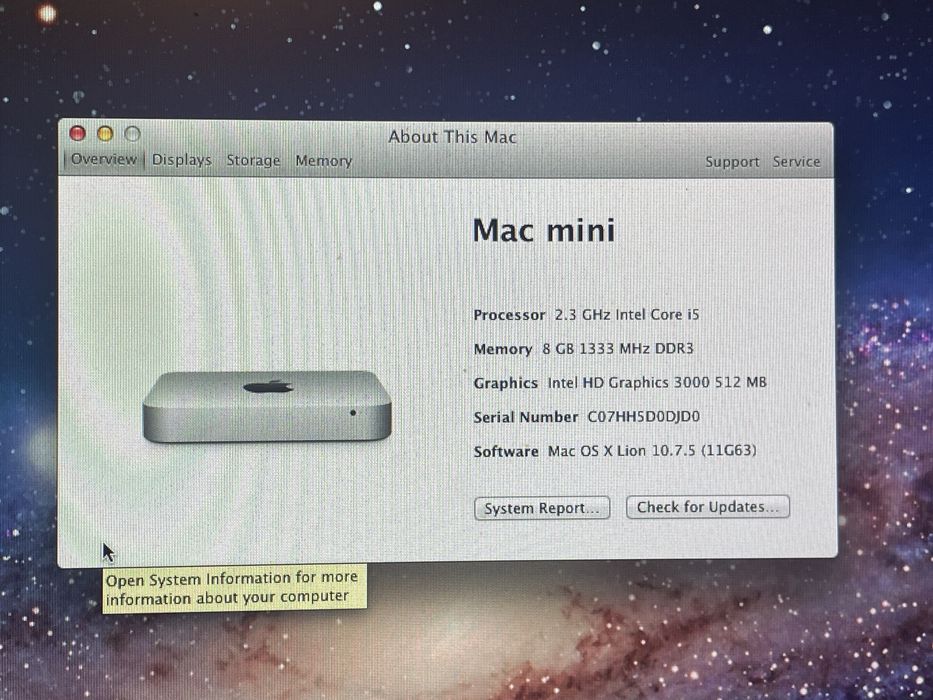 Mac mini mid 2011 - intel core i5 - 2.3ghz - ssd